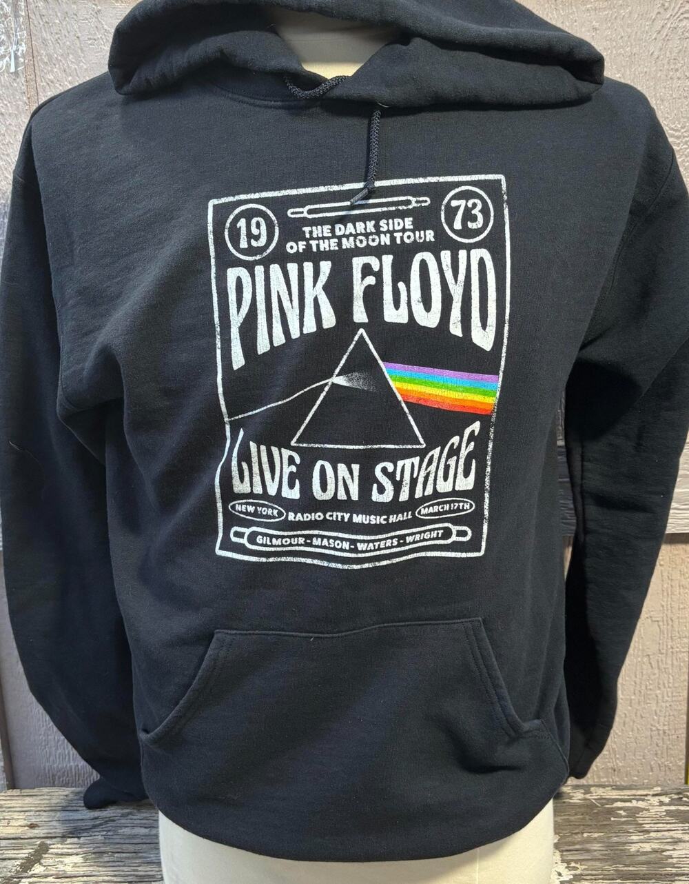 Pink Floyd black hoodie sweatshirt Size Medium dark side of the moon distressed